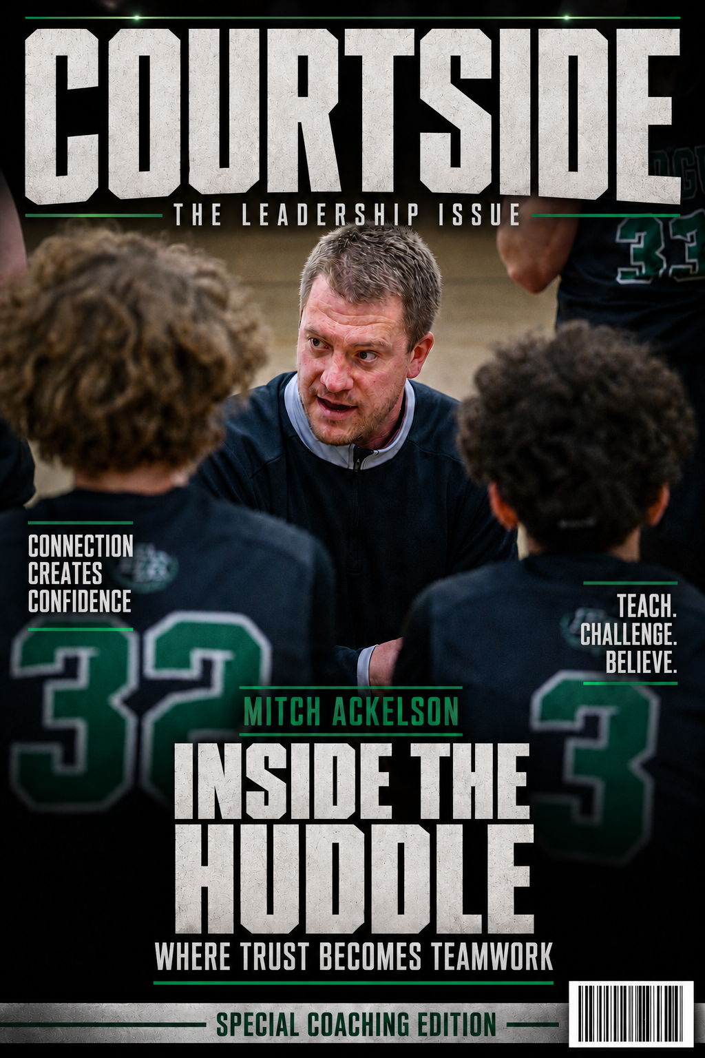 Courtside magazine cover featuring Coach Mitch Ackelson